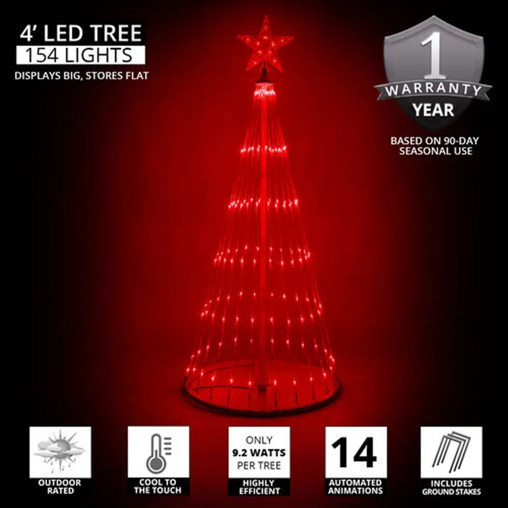 4-ft. Red LED Animated Outdoor Lightshow Christmas Tree