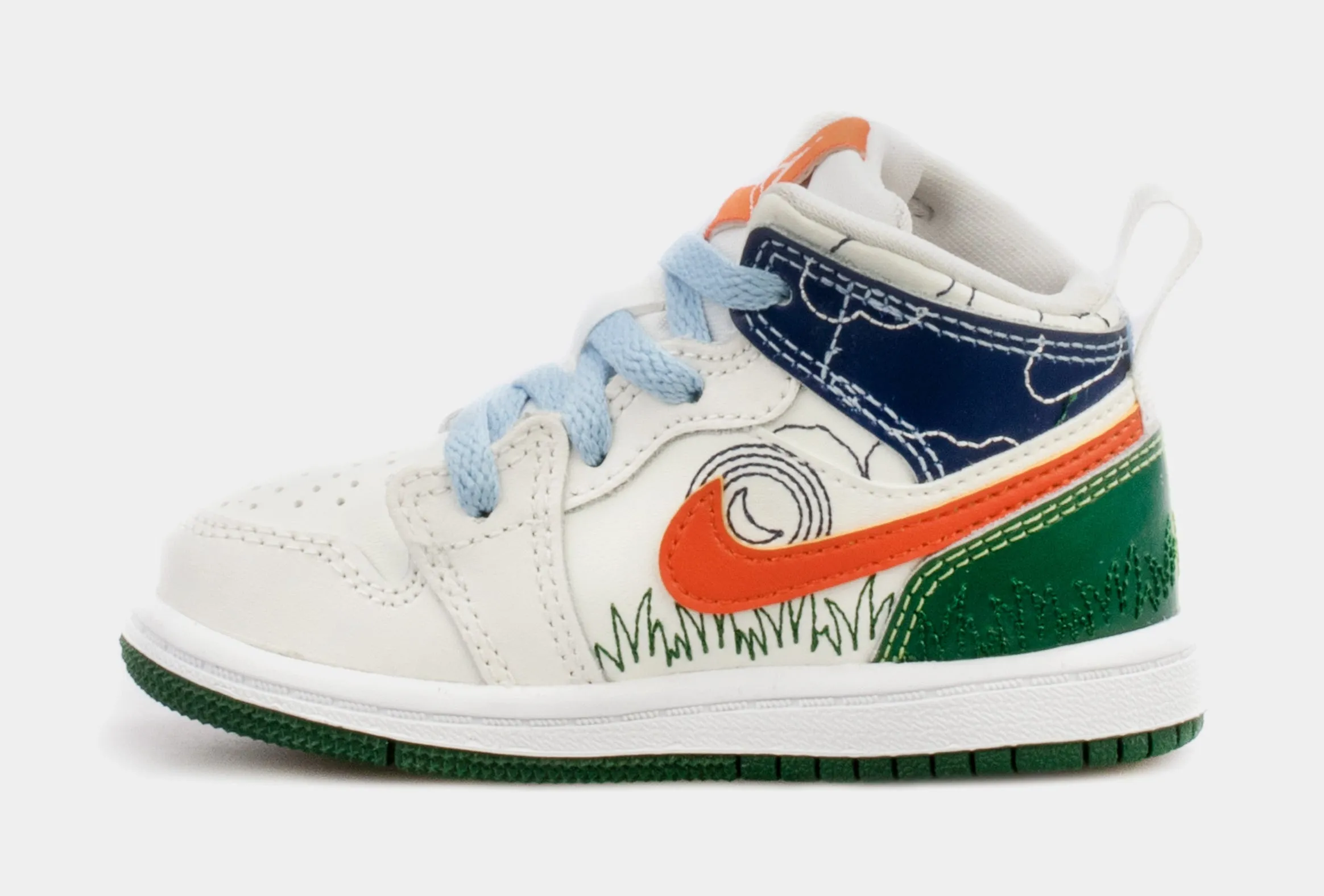 Air Jordan 1 Mid SE Infant Toddler Lifestyle Shoes (White/Orange)