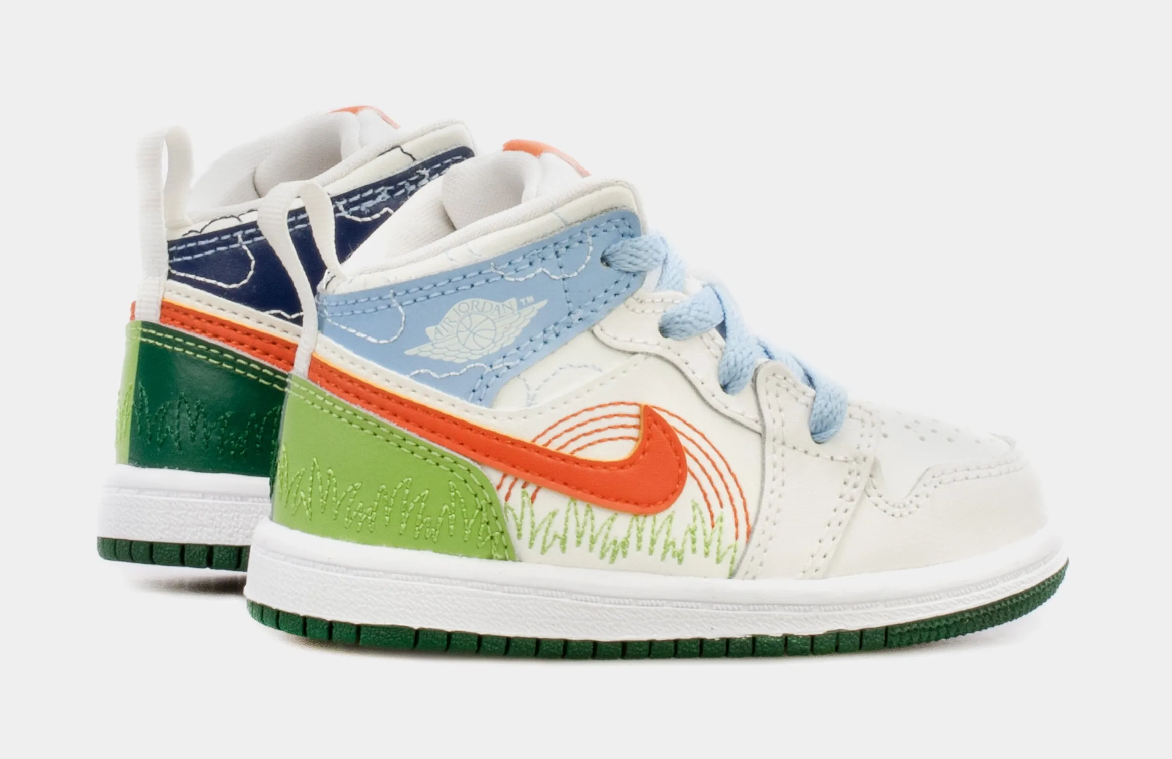 Air Jordan 1 Mid SE Infant Toddler Lifestyle Shoes (White/Orange)