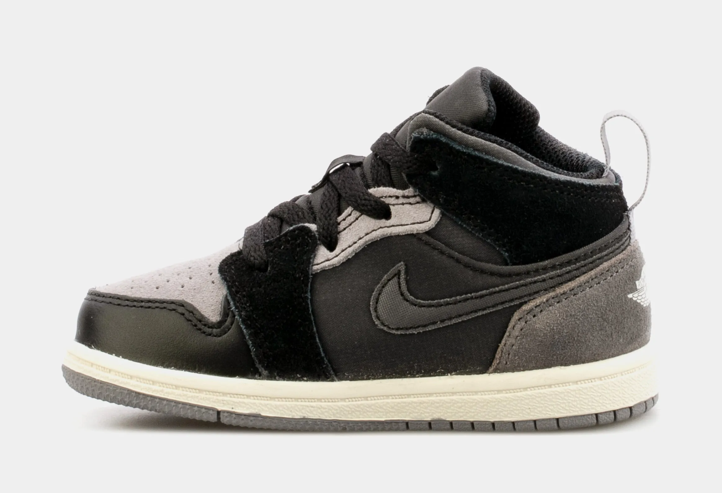 Air Jordan 1 Retro Mid Craft Inside Out Infant Toddler Lifestyle Shoes (Grey/Black)