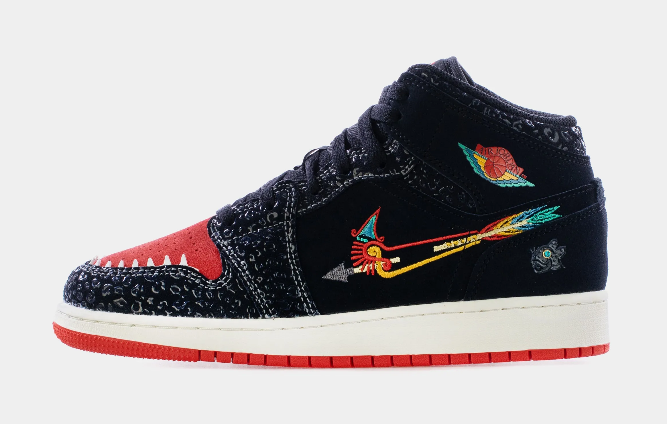 Air Jordan 1 Retro Mid Siempre Familia Grade School Lifestyle Shoes (Black/Red) Free Shipping