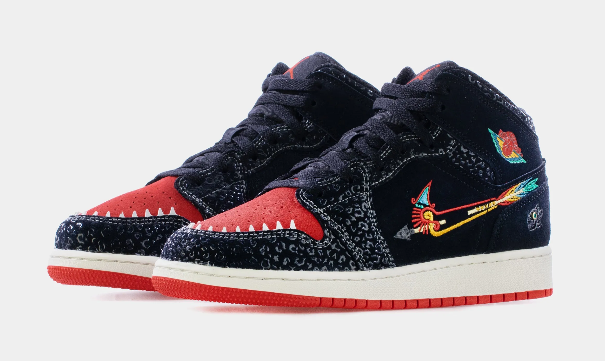 Air Jordan 1 Retro Mid Siempre Familia Grade School Lifestyle Shoes (Black/Red) Free Shipping