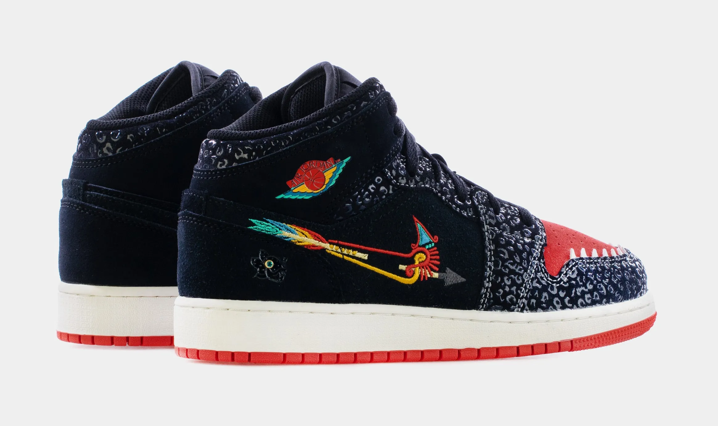 Air Jordan 1 Retro Mid Siempre Familia Grade School Lifestyle Shoes (Black/Red) Free Shipping