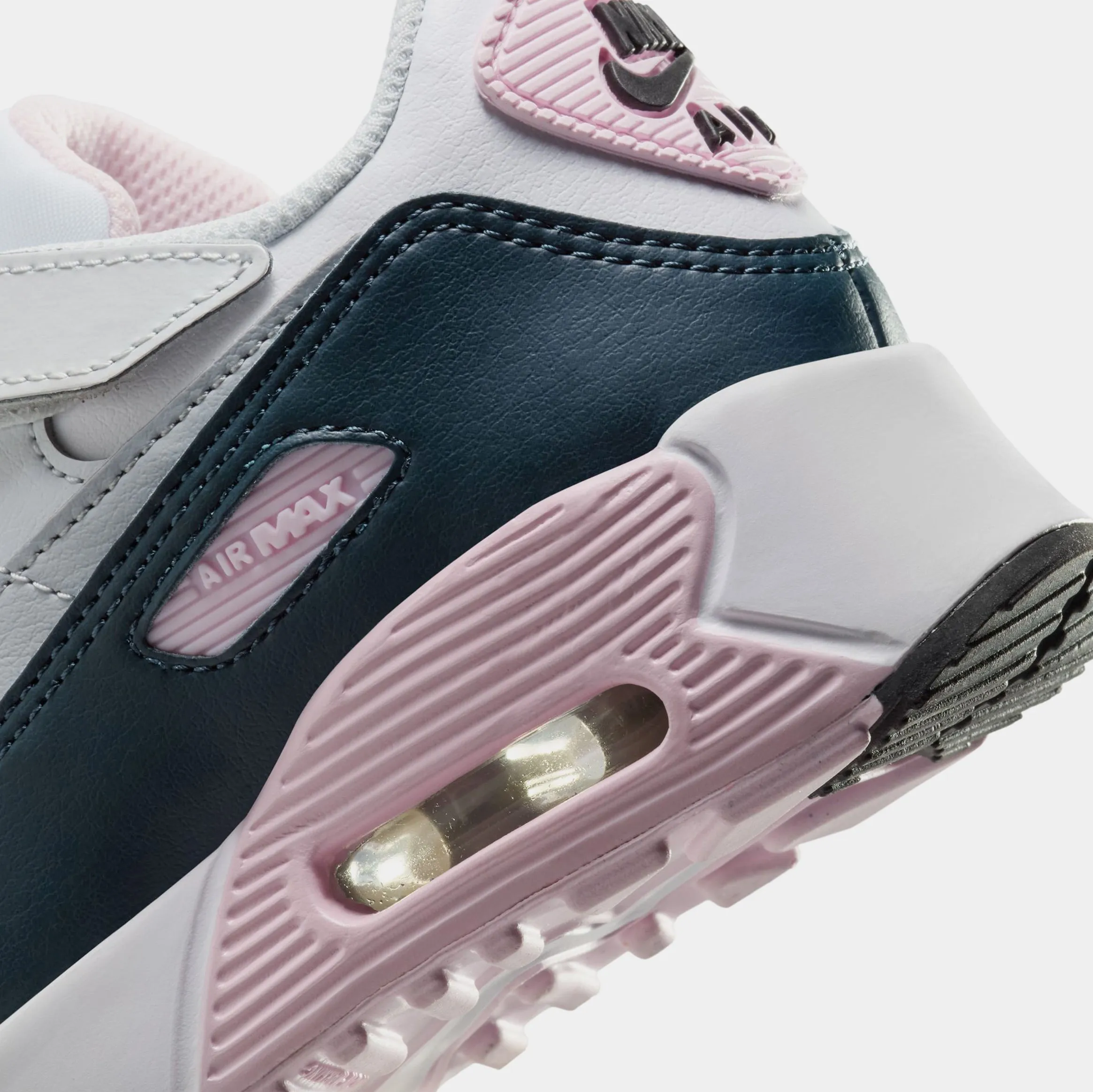 Air Max 90 EasyOn Preschool Lifestyle Shoes (White/Pink Foam/Armoury Navy/Wolf Grey)