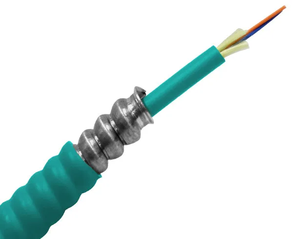 Armored Distribution, Plenum Fiber Optic Cable, Multimode, OM4, Corning Fiber, Indoor, OFCP (Per Foot)