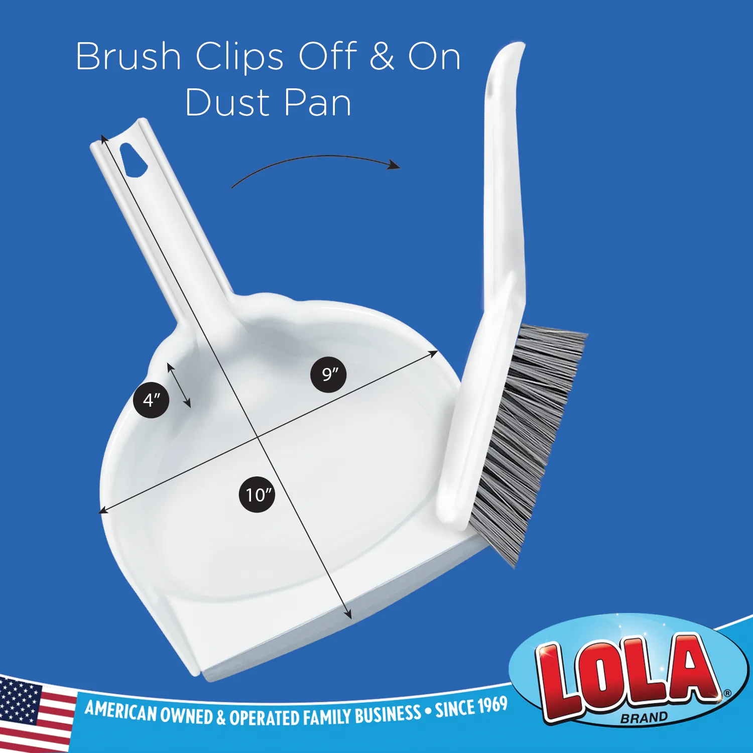 Clip-On Dust Pan & Brush Set, Dust Catching Rubber Lip For Easy Cleaning