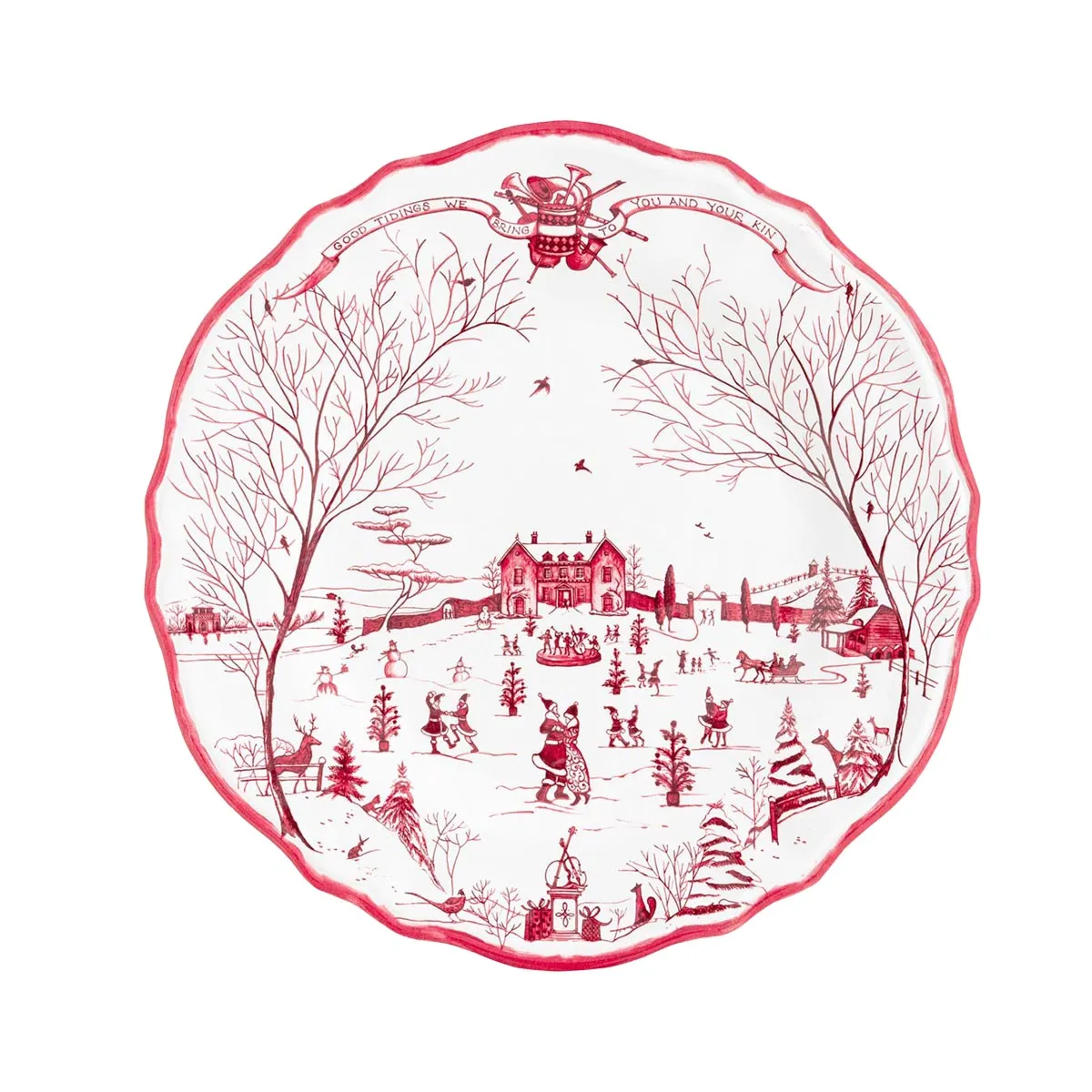 Country Estate Winter Frolic Melamine Dinner Plate, Set of 4