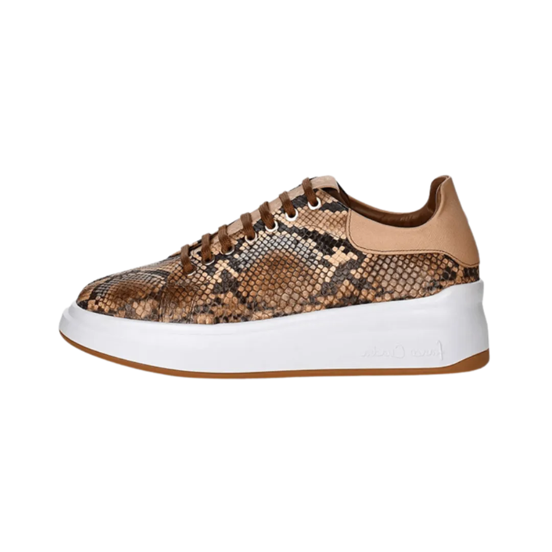 Cuadra Women's Python Brown Leather Sneakers