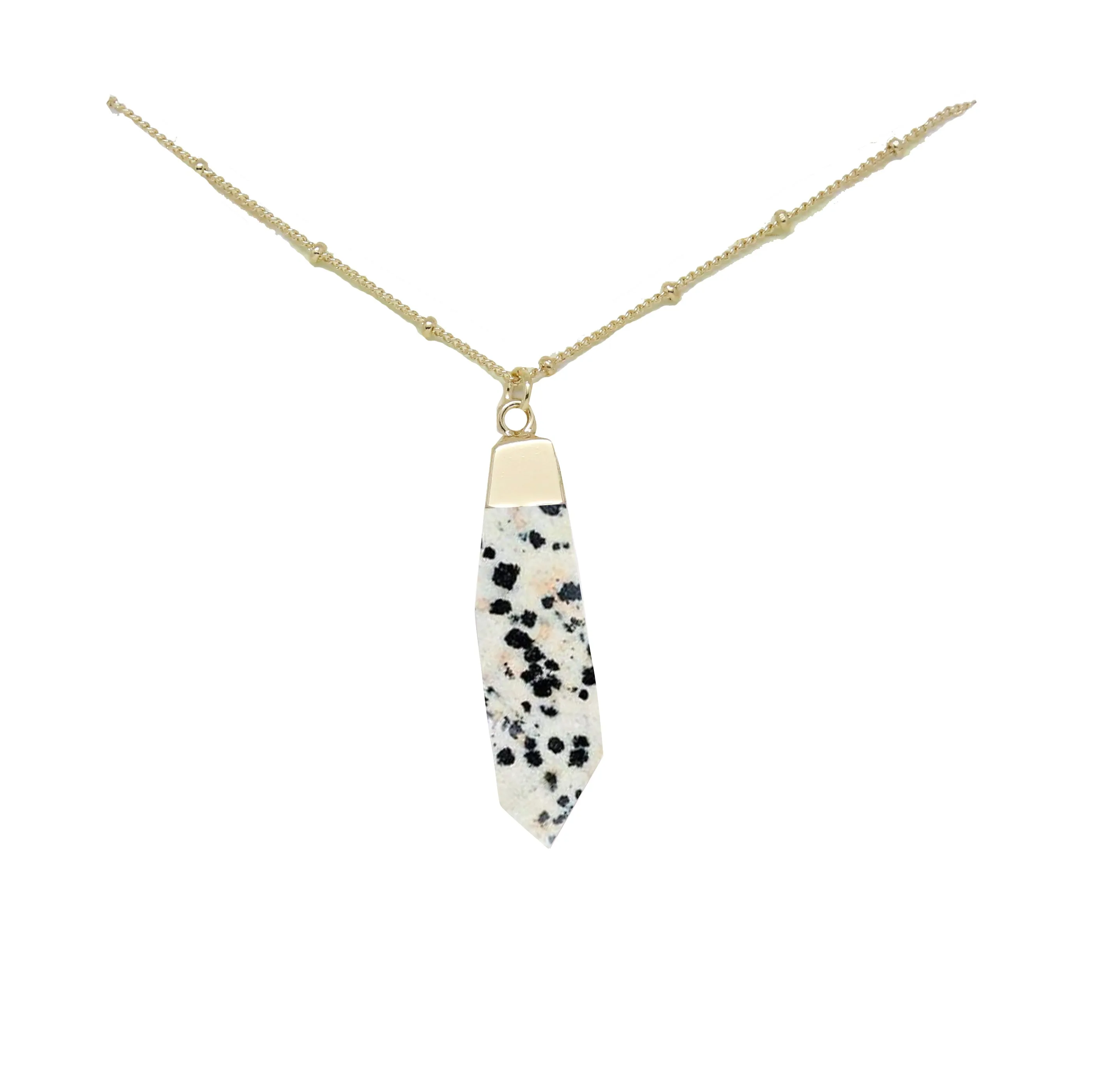 Dalmatian Jasper & Gold Pendant Necklace