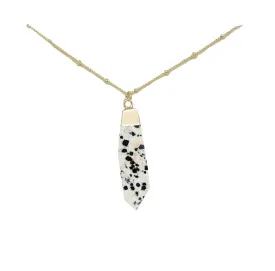 Dalmatian Jasper & Gold Pendant Necklace