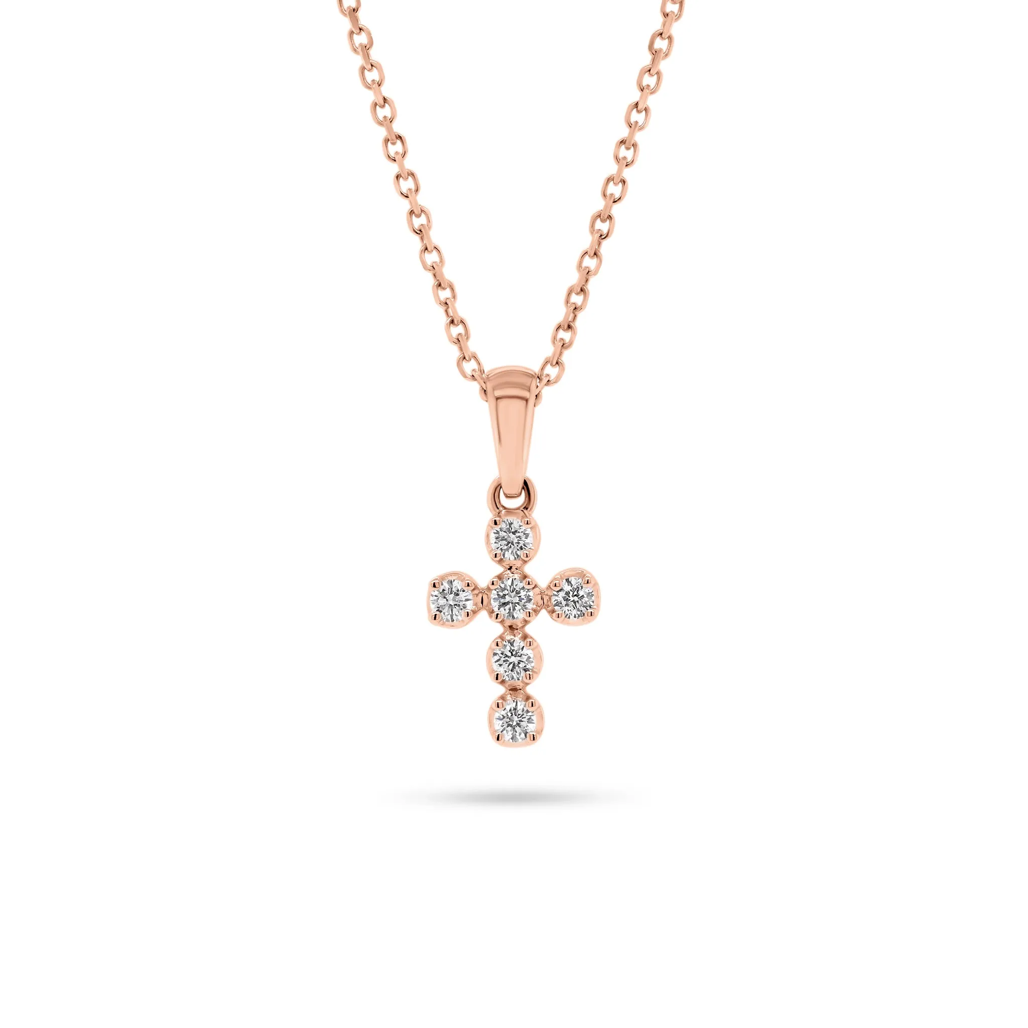 Diamond Rounded Cross Pendant Necklace