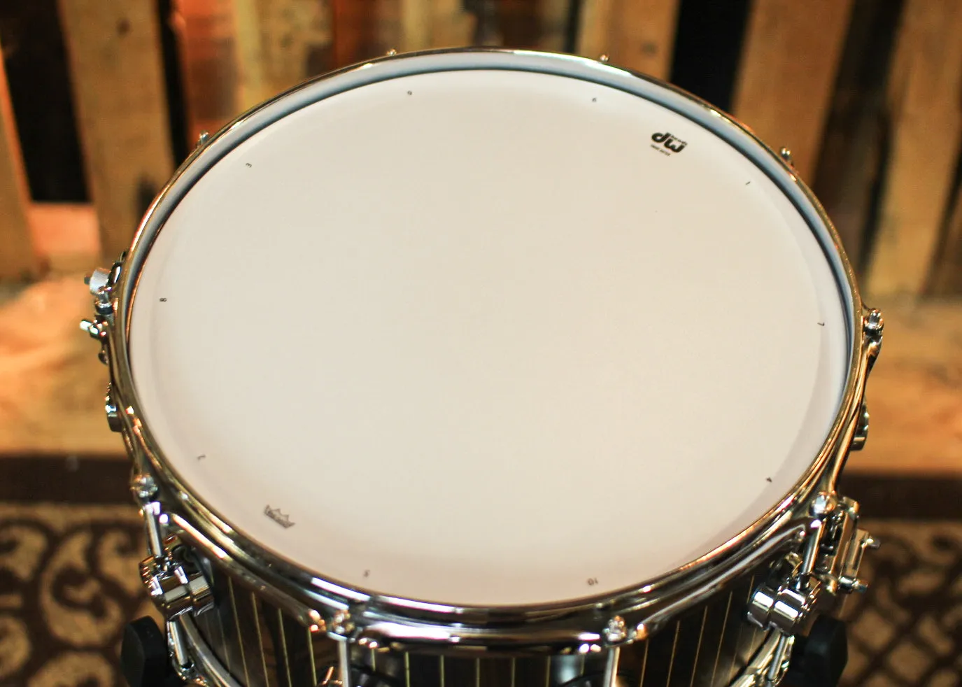 DW 6.5x14 Collector's 333 Natural Hard Satin over Pinstripe Ziricote Snare Drum - SO#1352250