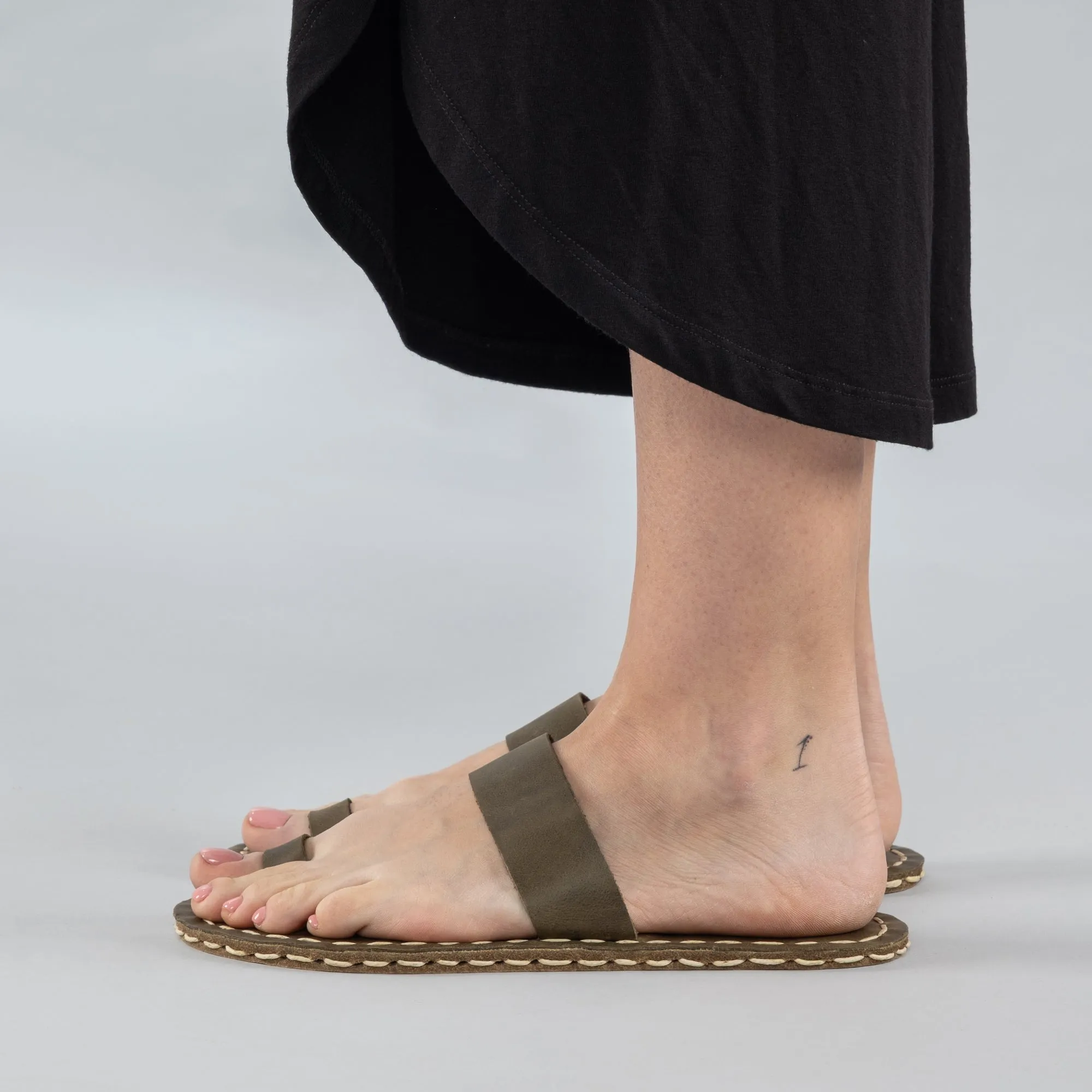 Green Barefoot Thong Sandals