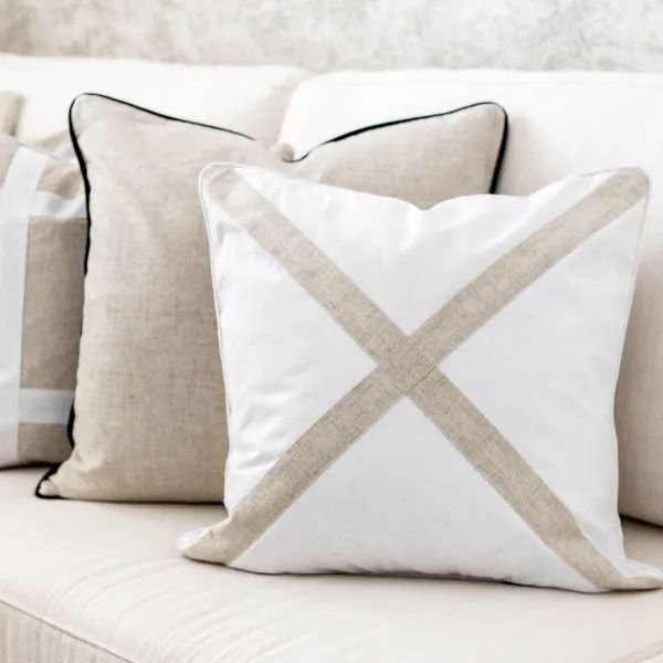 Mirage Haven East Cross Silver and White 50x50cm Cushion Cover