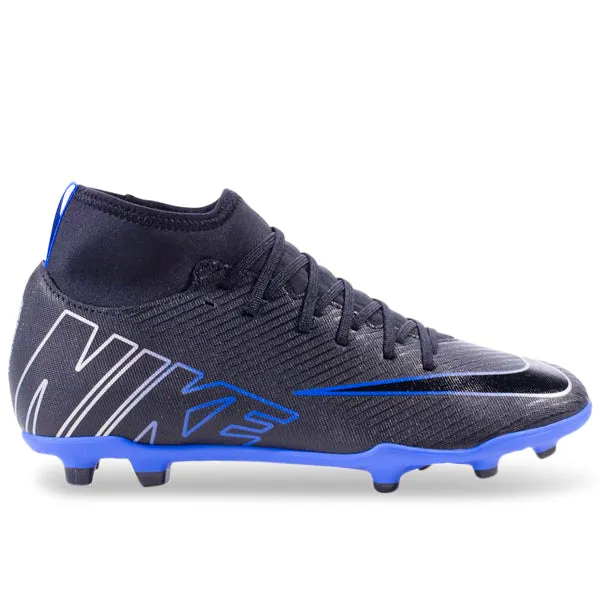 Nike Jr. Superfly 9 Club FG/MG Soccer Cleats (Black/Chrome-Hyper Royal)