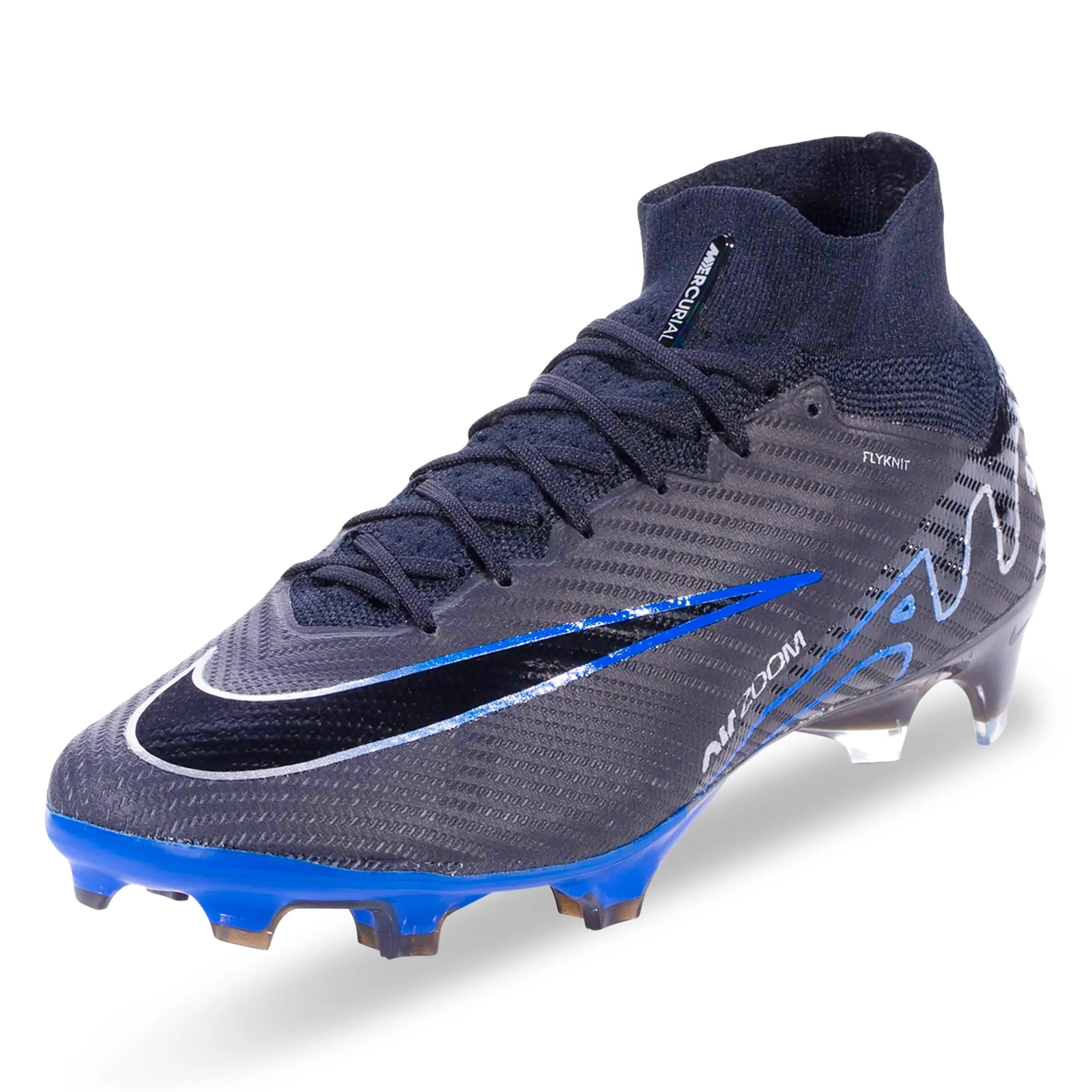 Nike Zoom Mercurial Superfly 9 Elite Firm Ground Firm Ground Soccer Cleat (Black/Chrome/Hyper Royal)