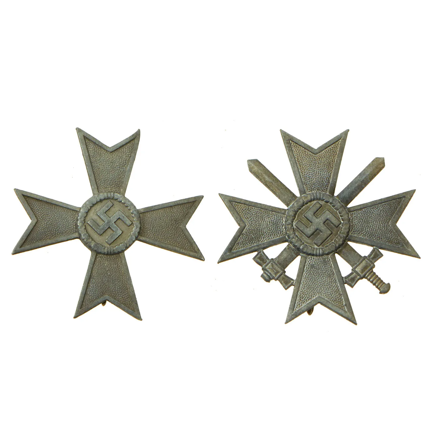 Original Set of Two German WWII War Merit Cross KvK 1st Class Awards - One With Swords & One Without