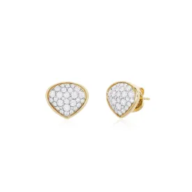 Pave Bezel Set Diamond Stud Earrings