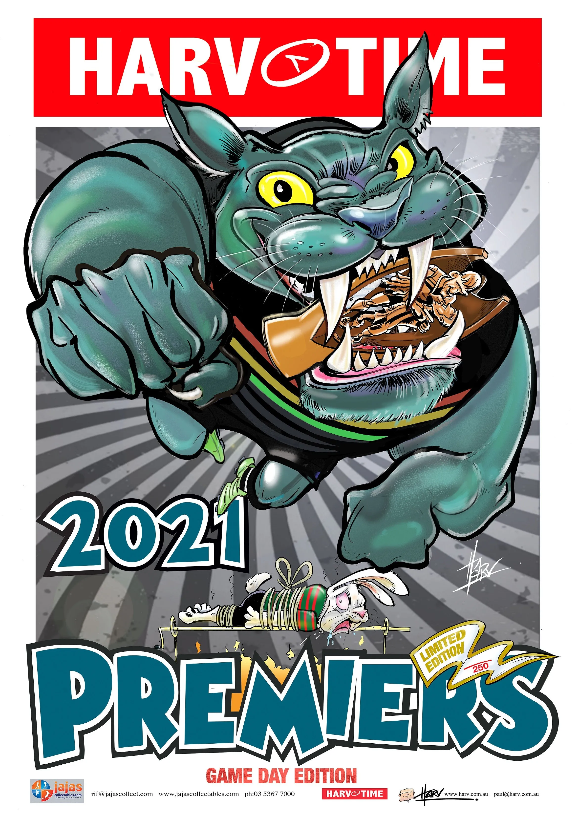 Penrith Panthers 2021 NRL Premiers Game Day Harv Time Poster