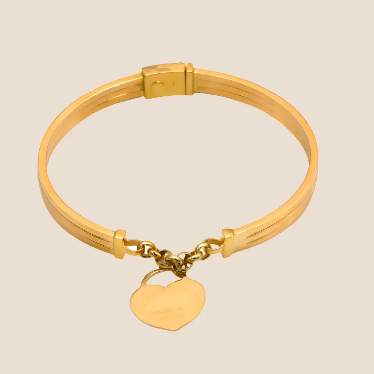 Real Gold GZTF Dangler Heart Bangle BLZ 0096 (SIZE 17) BA1476