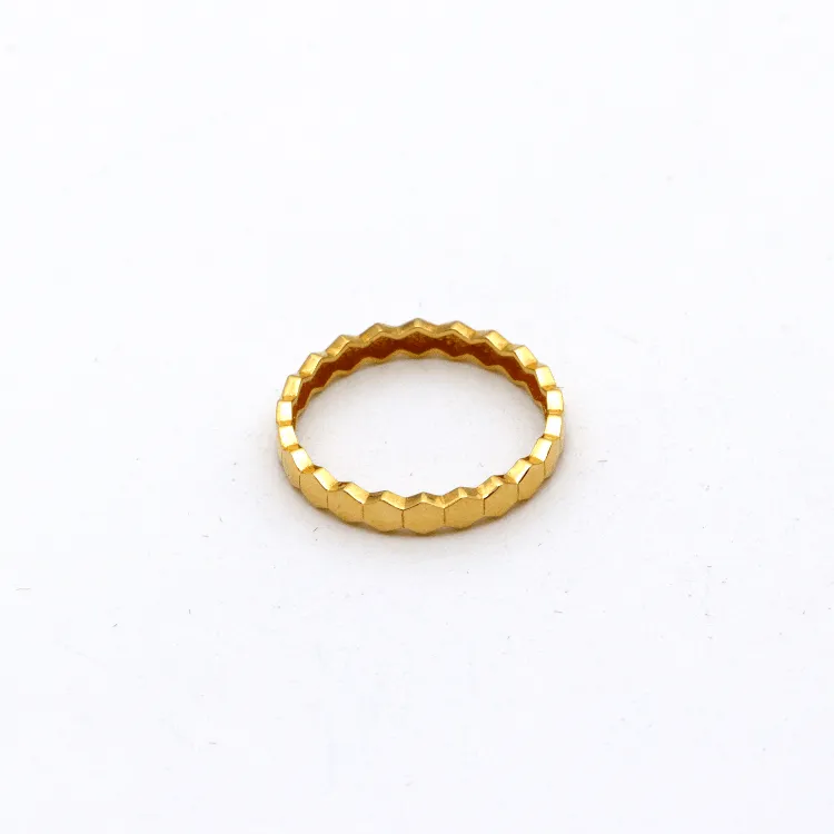 Real Gold Hexagon Ring 0400 (Size 7) R1746