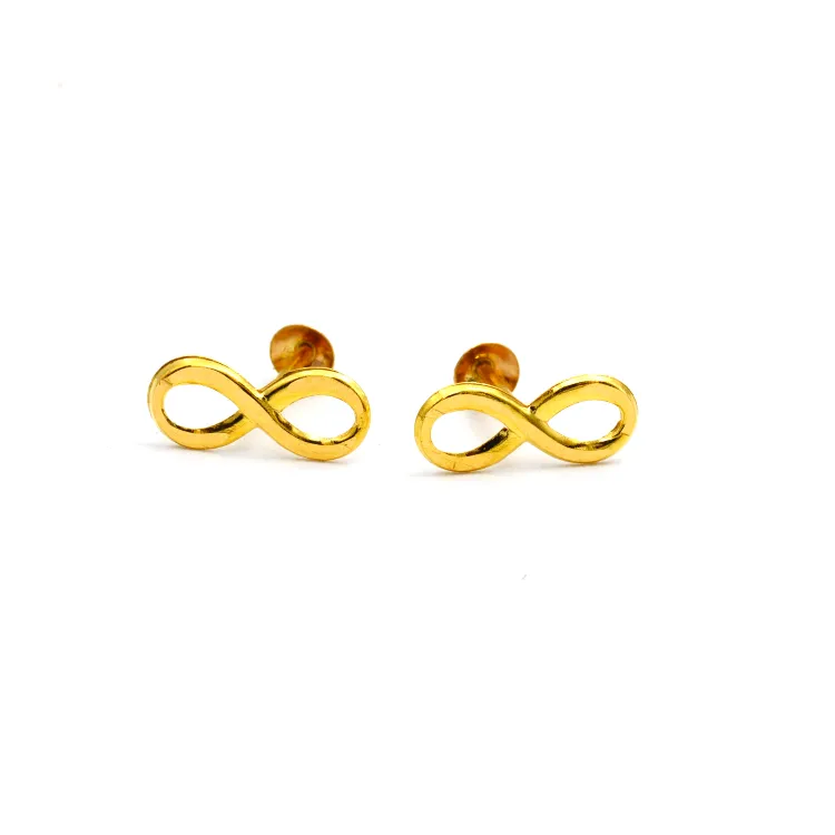 Real Gold Infinity Studs with Long Screw Tops Perfect for Ear and Nose Piercings E1896