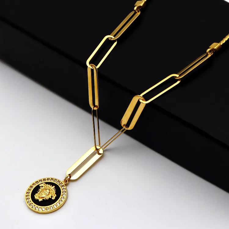 Real Gold Maze Hoop Necklace N1307