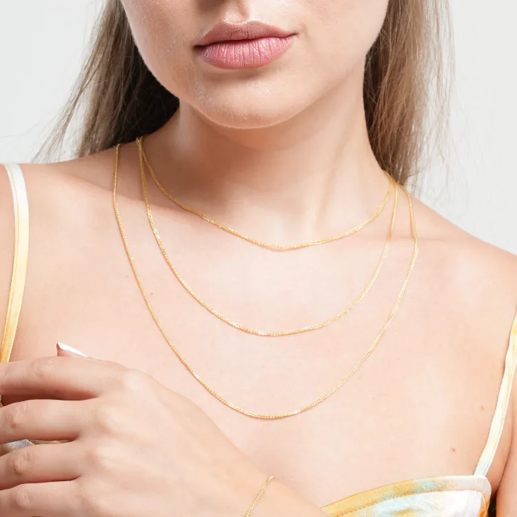 Real Gold Wide Wheat Chain Necklace HSPRTDK 4170 (45 C.M) CH1162