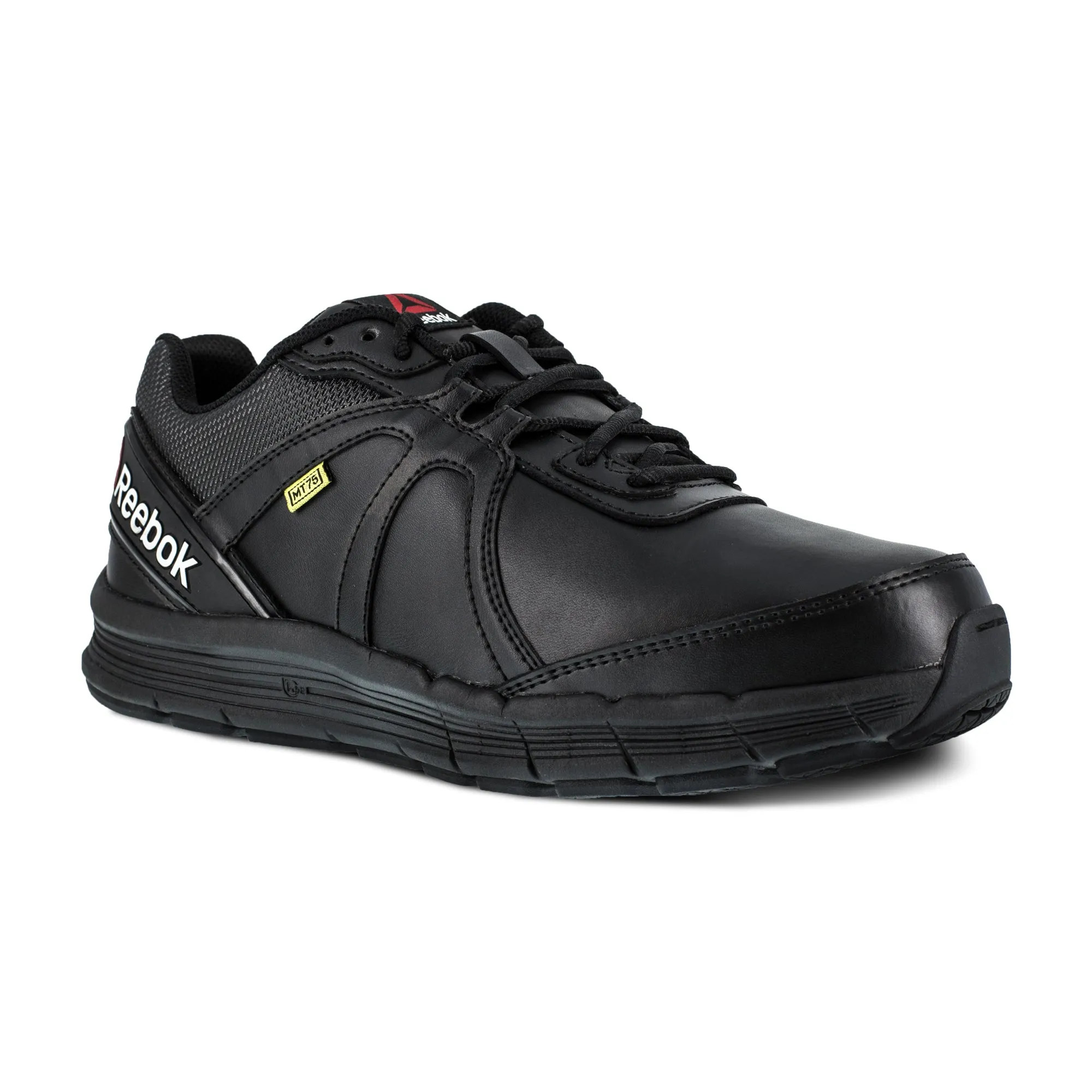 Reebok Womens Black Leather Work Shoes Guide Cross-Trainer MetG