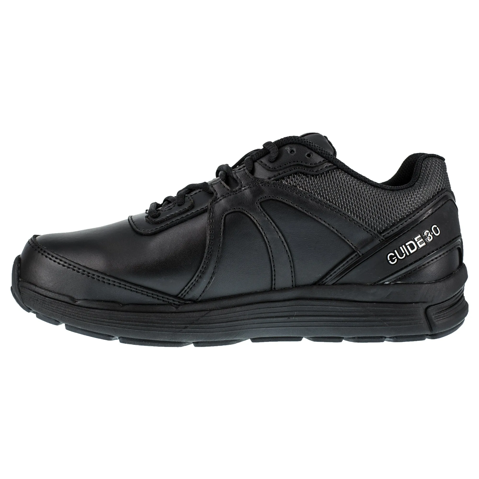 Reebok Womens Black Leather Work Shoes Guide Cross-Trainer MetG