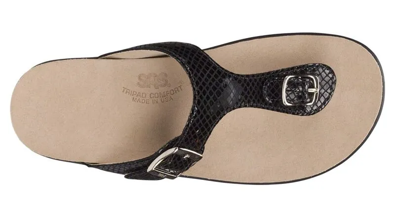 SAS Women's Sanibel T-Strap Slide Sandal BLACK SNAKE