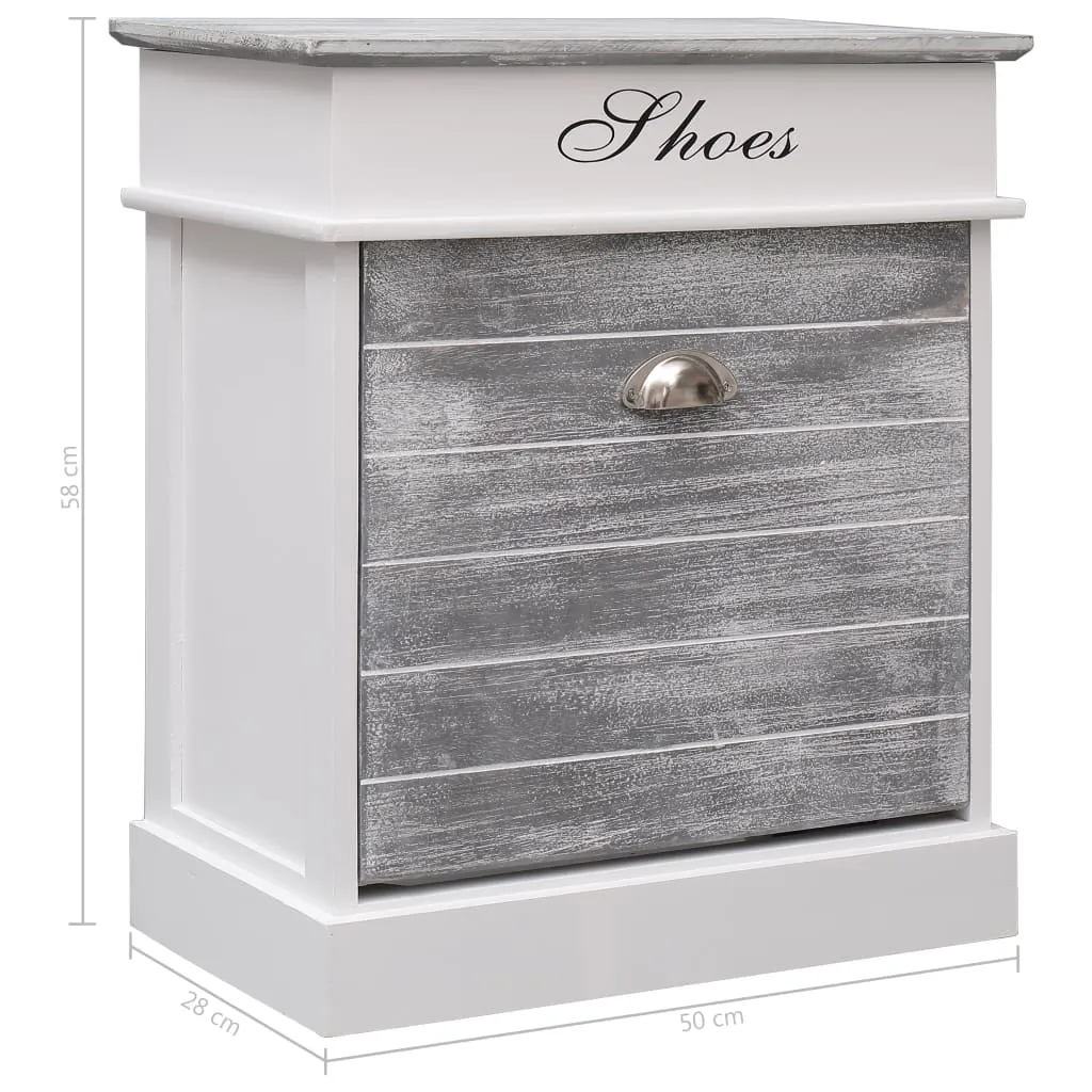 Shoe Cabinet Grey 50x28x58 cm Paulownia Wood