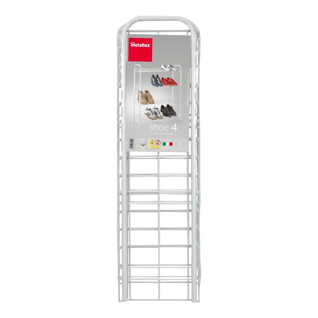 Shoe Rack 4 Tier White