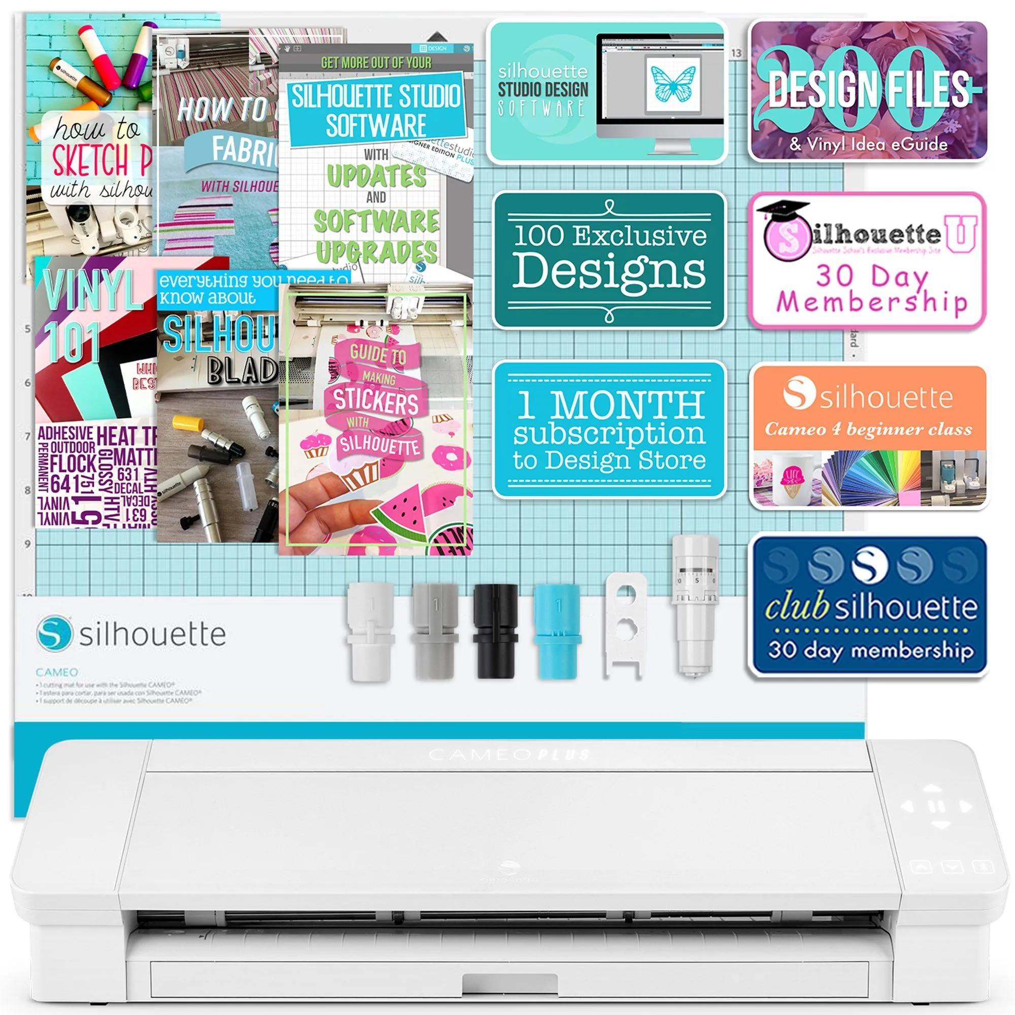 Silhouette Cameo 4 PLUS - 15" w/ 15" x 15" Pink Slide Out Heat Press Bundle