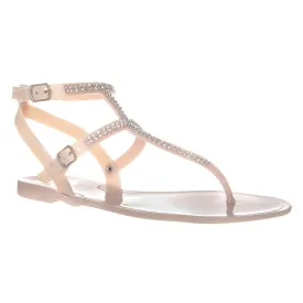 Snow White Flat Diamante  Gladiator T-Bar Sandal