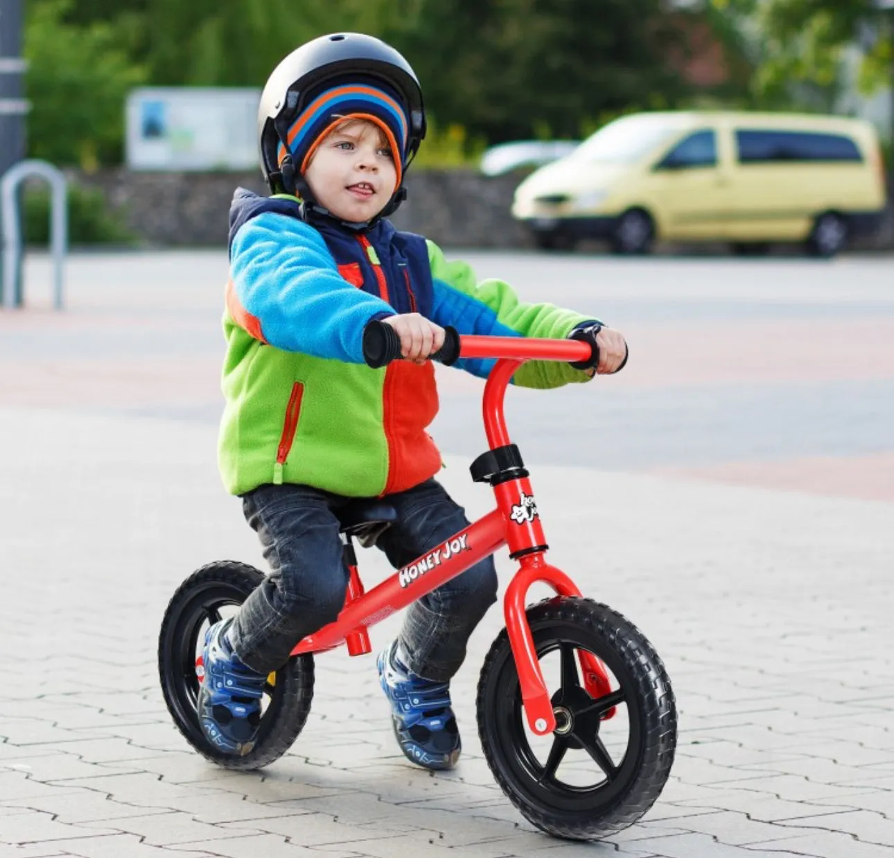 Super Cool Fun Kids No Pedal Balance Bicycle Bike Adjustable Seat, Handles Ages 2.5-5 | Very Light | Heavy Duty | Eva Rubber Wheels