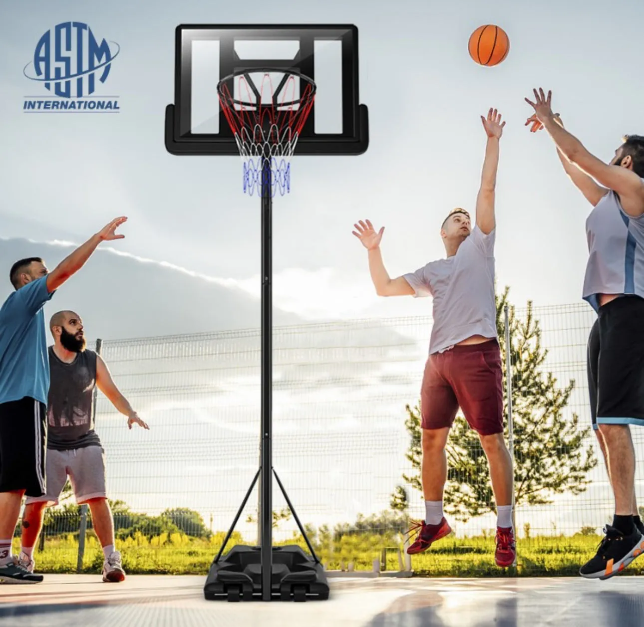 Super Cool Shatterproof Backboard Basketball Net Hoop With (2) Nets | Height Adjustable | Heavy Duty | Indoor | Outdoor | Easy Set Up | Sturdy Base