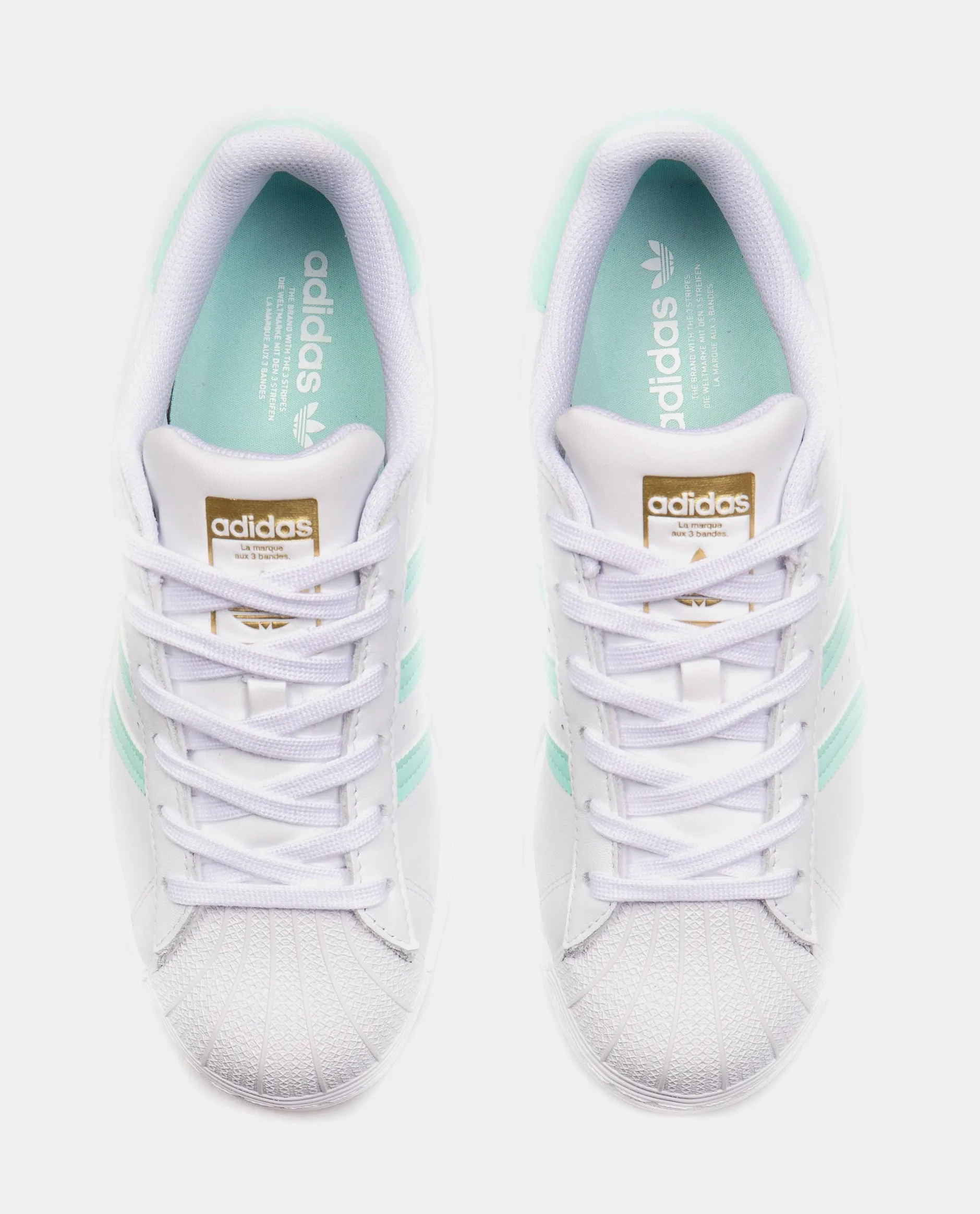 Superstar Grade School Lifestyle Shoe (White/Mint Green)