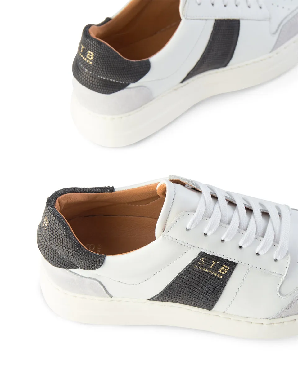 Vinca sneaker leather - WHITE / BLACK