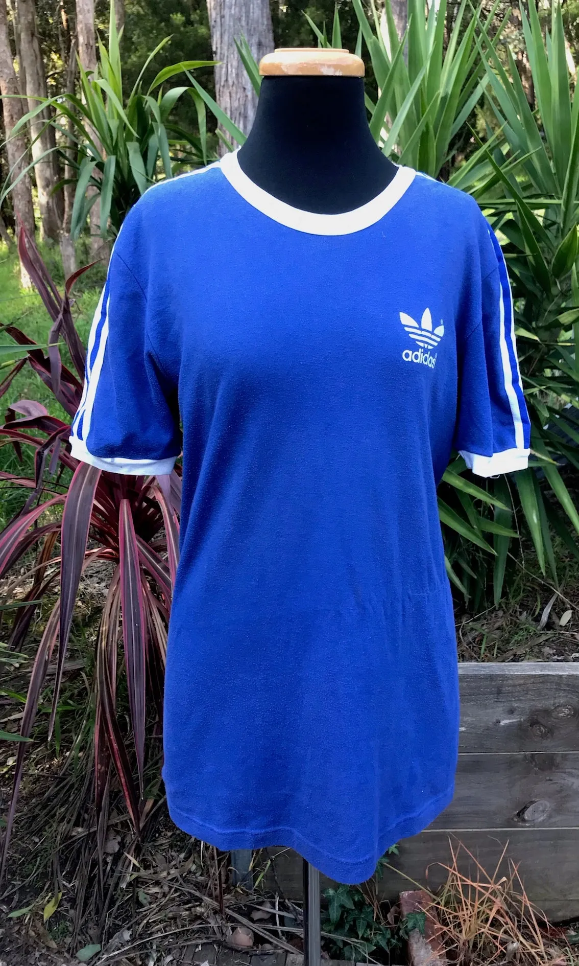 Vintage 1970s Adidas Ringer T-Shirt   #C290  FREE AUS POSTAGE